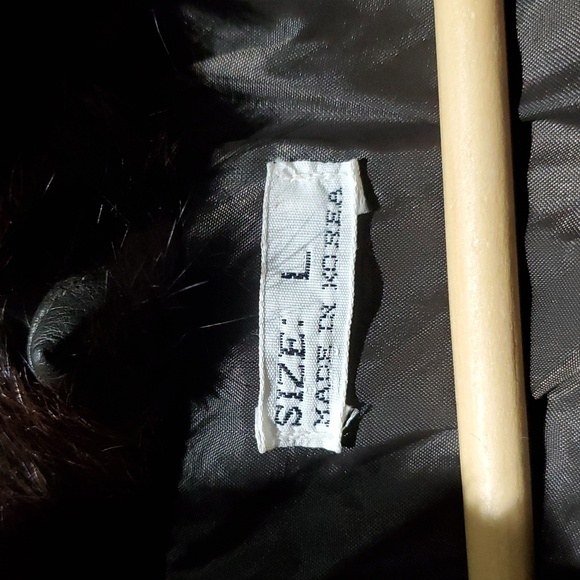 VINTAGE 100% REAL RABBIT FUR COAT MADE IN KOREA SIZE LARGE POCKETS MOBWIFE - Picture 3 of 10